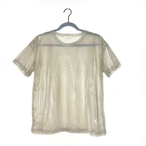 Urban Outfitters Metallic Gold Sheer Top